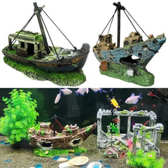 Resin Pirate Ship Wreck Aquarium Ornament