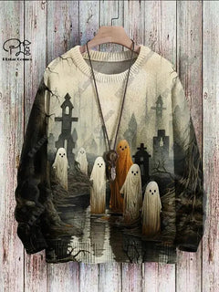 Halloween Ghost Pattern Casual Winter Sweater