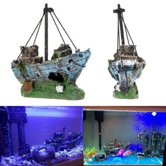 Resin Pirate Ship Wreck Aquarium Ornament