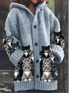 Animal Print Hooded Cape Coat – Casual Fashion