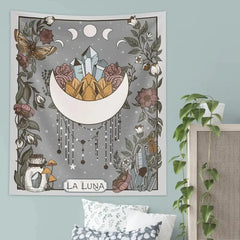 La Luna Tapestry Wall Hanging Moon  Phase Tarot Card