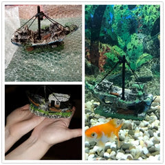 Resin Pirate Ship Wreck Aquarium Ornament