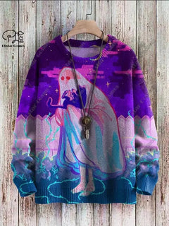 Halloween Ghost Pattern Casual Winter Sweater