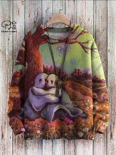 Halloween Ghost Pattern Casual Winter Sweater