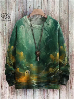 Halloween Ghost Pattern Casual Winter Sweater