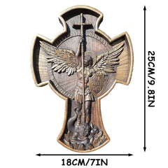 Sacred Guardian Carved Wood Archangel Michael Statue