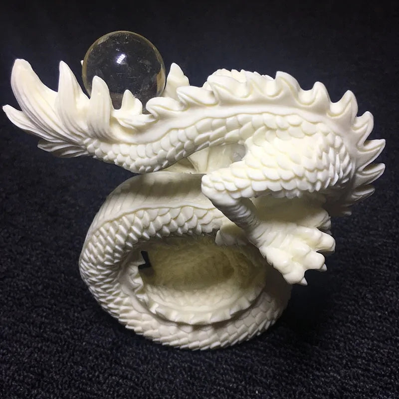 White Dragon with Bead Statue
