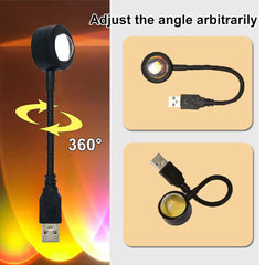 USB Sunset Lamp LED Rainbow Neon Night Light Projector
