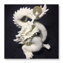 White Dragon with Bead Statue