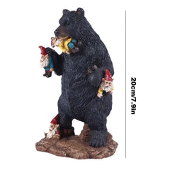 Resin Dinosaur with Gnomes Statue w/ Bear and Cat Variants