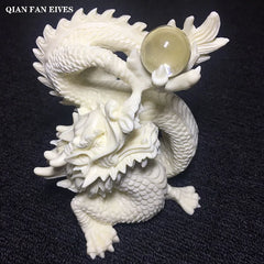 White Dragon with Bead Statue