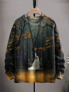 Halloween Ghost Pattern Casual Winter Sweater