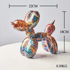 Multicolor Nordic Resin Balloon Dog Statue