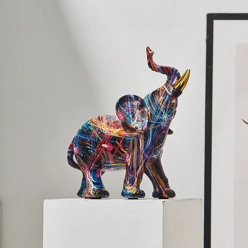 Chromotherapy Graffiti Colorful Elephant Sculpture