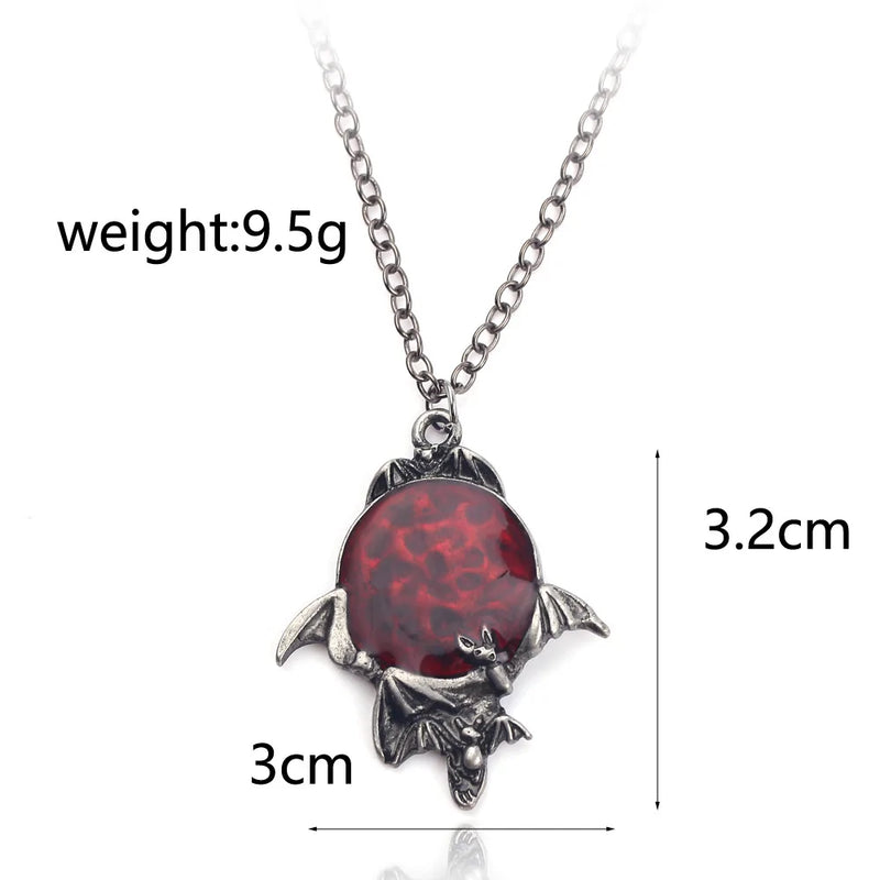 Red Crystal Vampire Bat Pendant