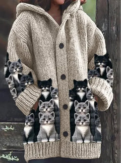 Animal Print Hooded Cape Coat – Casual Fashion