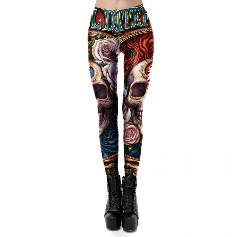 Ladies Leggings with Halloween Themed Pattern Prints
