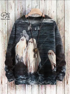 Halloween Ghost Pattern Casual Winter Sweater