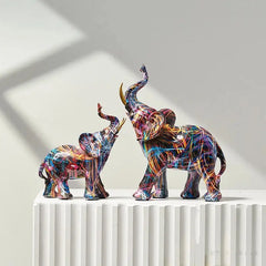 Chromotherapy Graffiti Colorful Elephant Sculpture
