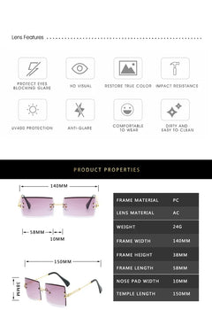 Rimless Rectangle Sunglasses