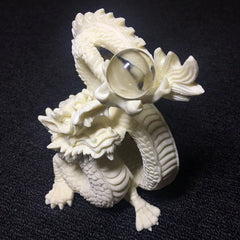 White Dragon with Bead Statue
