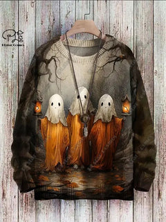 Halloween Ghost Pattern Casual Winter Sweater