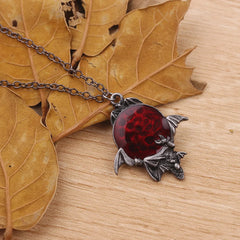Red Crystal Vampire Bat Pendant